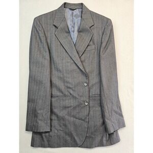 John Alexander Mens Gray Pinstripe Wool Blend Blazer Suit Jacket 40R